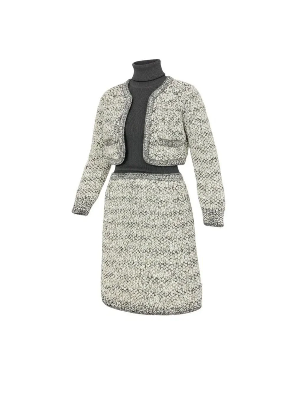 Chanel Silk Wool Docking Dress 34 Gray